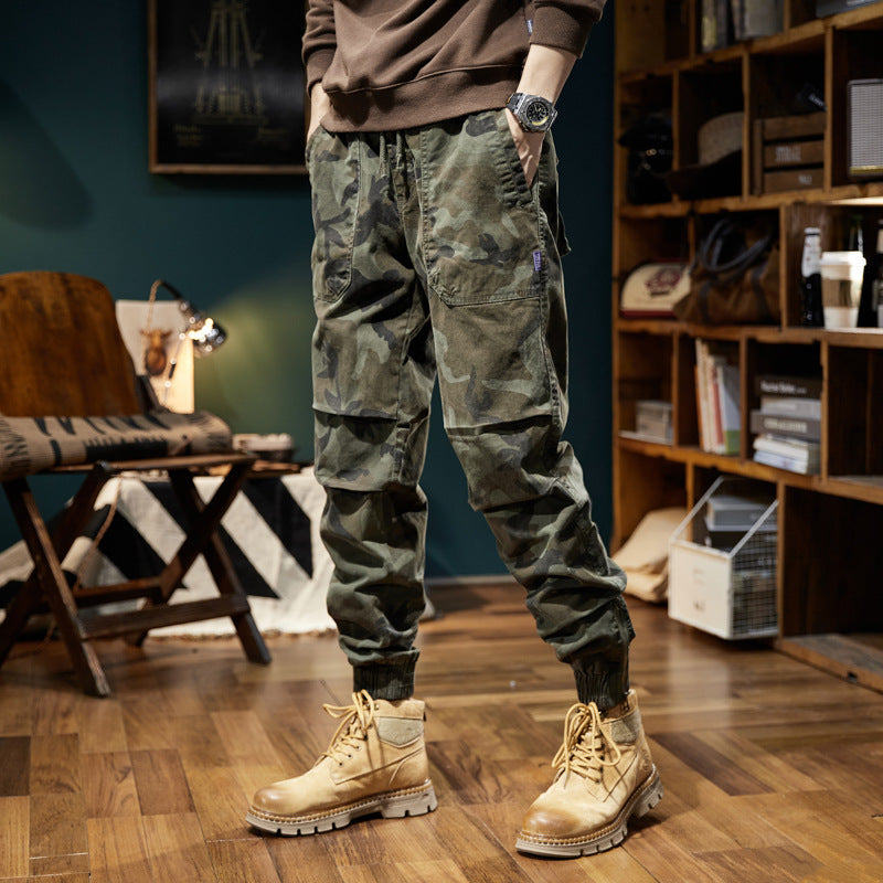 Men’s Camouflage Cargo Pants Wide-Leg Japanese Style