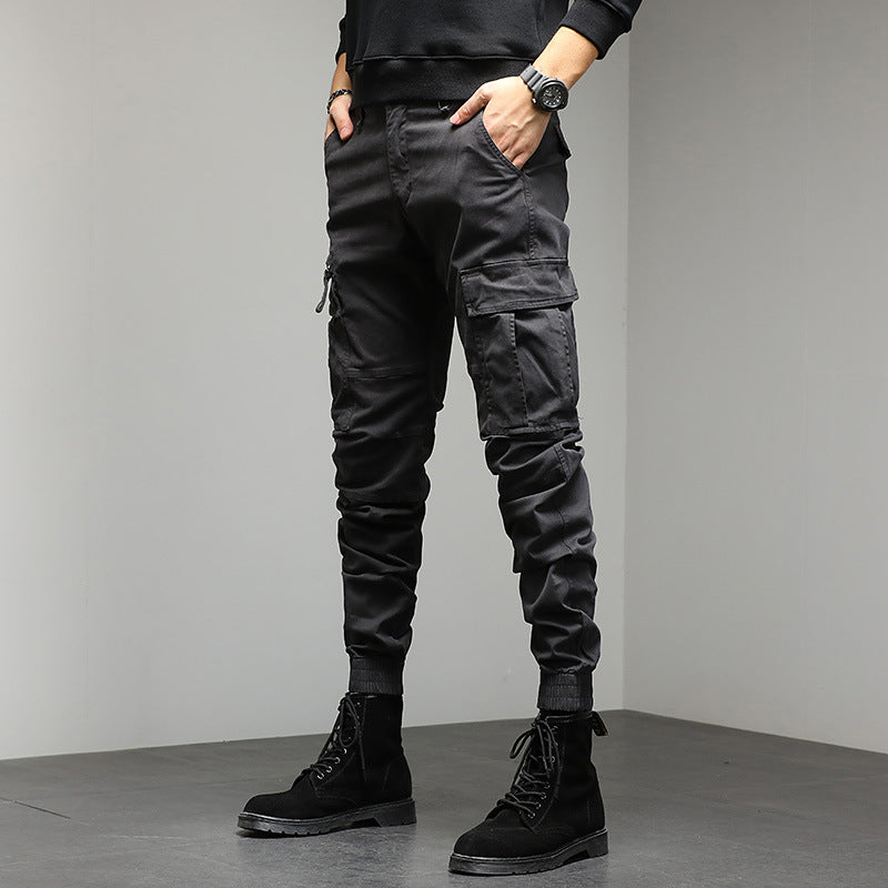 Men’s Cargo Work Pants Loose Fit Japanese Style Utility Trousers