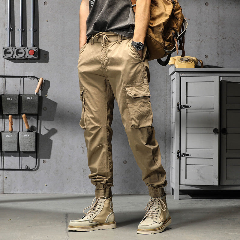 Men’s Summer Cargo Pants Wear-Resistant Loose Fit Multi-Pocket Casual Workwear Trousers