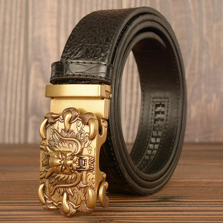 Men’s Crocodile Pattern Claw Dragon Automatic Leather Belt