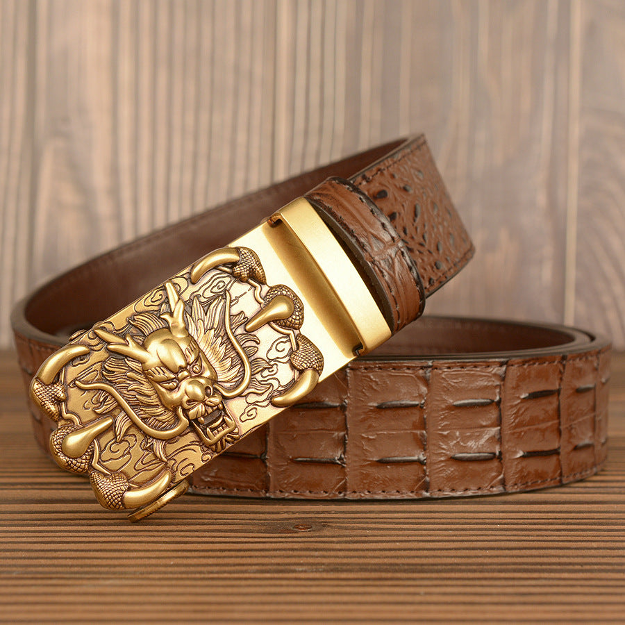 Men’s Crocodile Pattern Claw Dragon Automatic Leather Belt