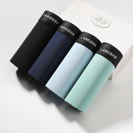PACK OF 4- Men’s Ice Silk Antibacterial Boxer Shorts Seamless Breathable