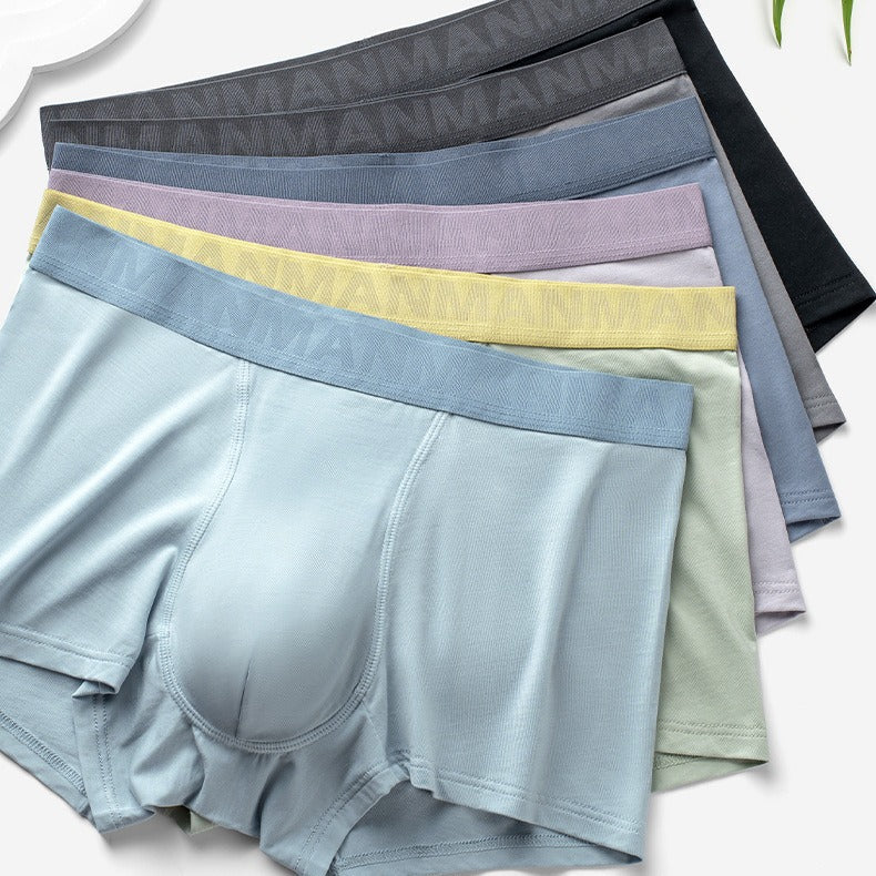 PACK OF 6- Men’s Modal Boxer Briefs Silk Crotch Breathable Underwear
