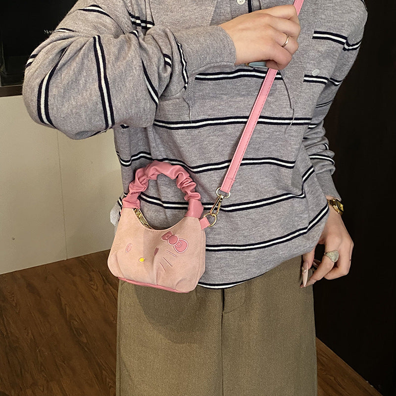 Children’s Cute Cat Crossbody Handbag Pleated Cartoon Bag