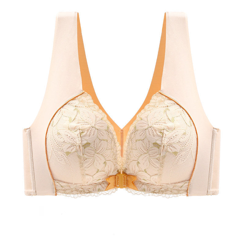 Skin color seamless front clasp push up bra with architectural vest support