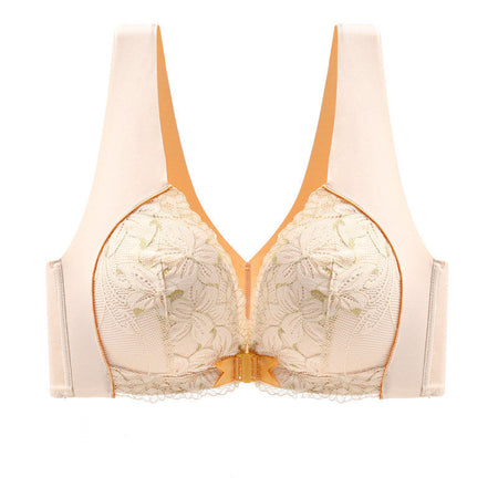 Skin color seamless front clasp push up bra with architectural vest support