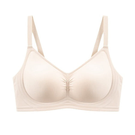 Milk gray seamless wire free minimizer bra for natural lift and support