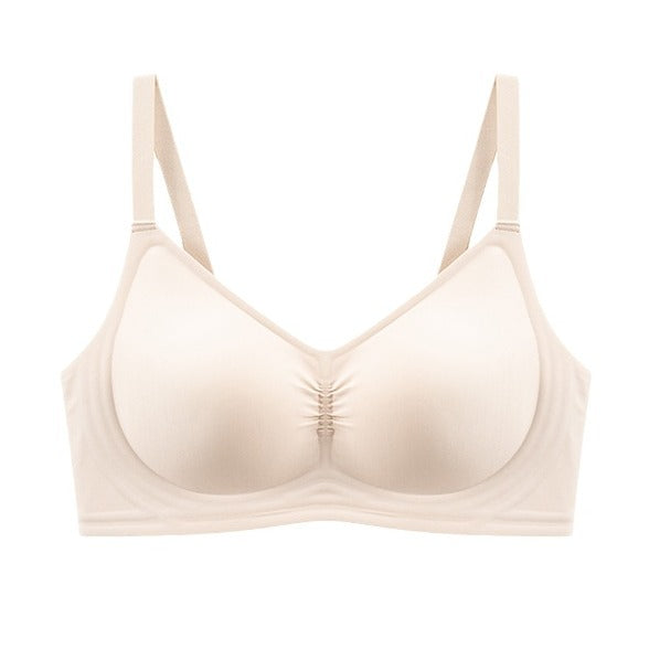Milk gray seamless wire free minimizer bra for natural lift and support