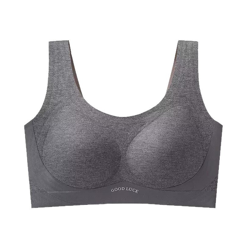 Skin color seamless fixed cup vest bra with integrated push up support