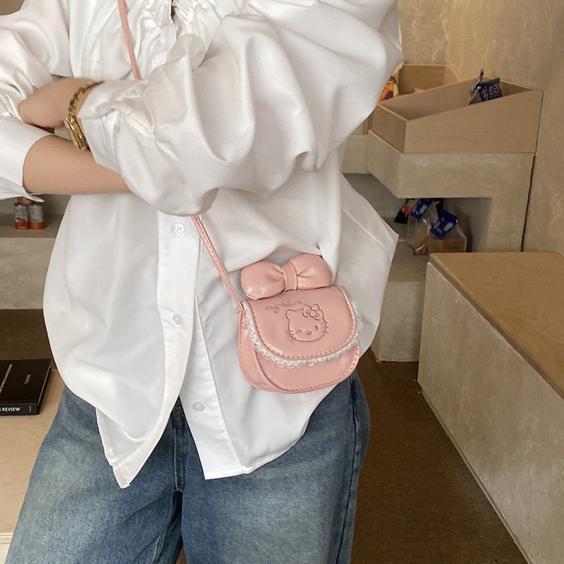 Children’s Mini Saddle Crossbody Bag Oil Leather for Kids