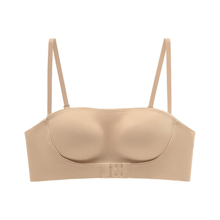 Coffee seamless invisible strapless push up bra with non slip grip