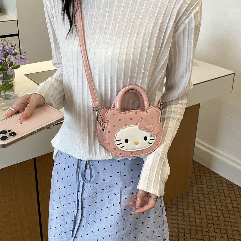 Children’s Korean Style Polka Dot Cat Messenger Bag