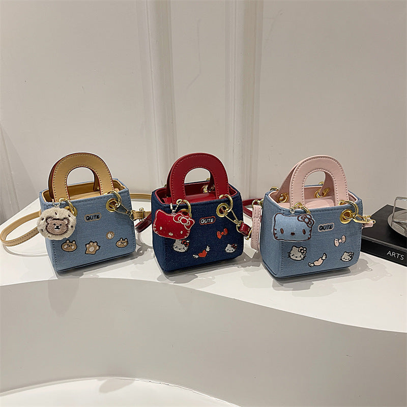 Children’s Cute Cat Embroidered Square Crossbody Bag for Kids