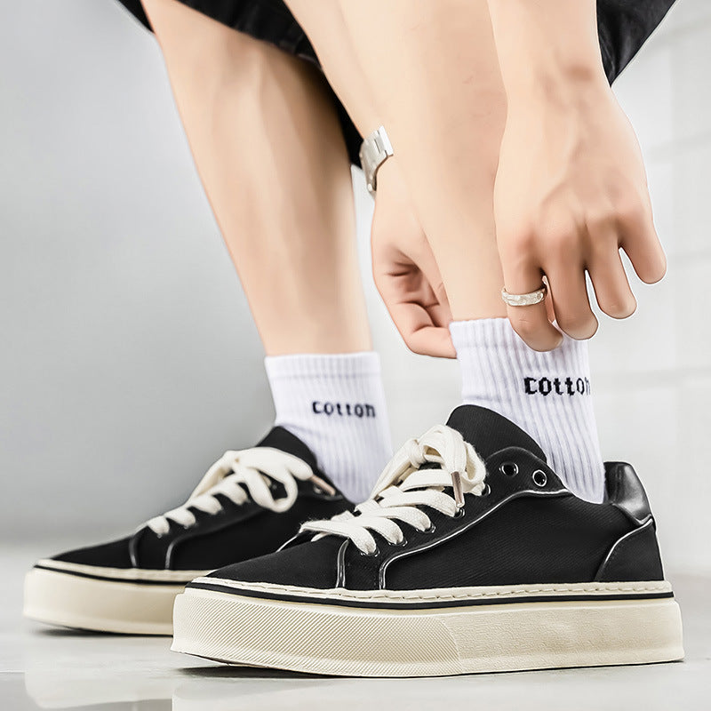 Men’s Canvas Low-Top Thick-Soled Casual Sneakers