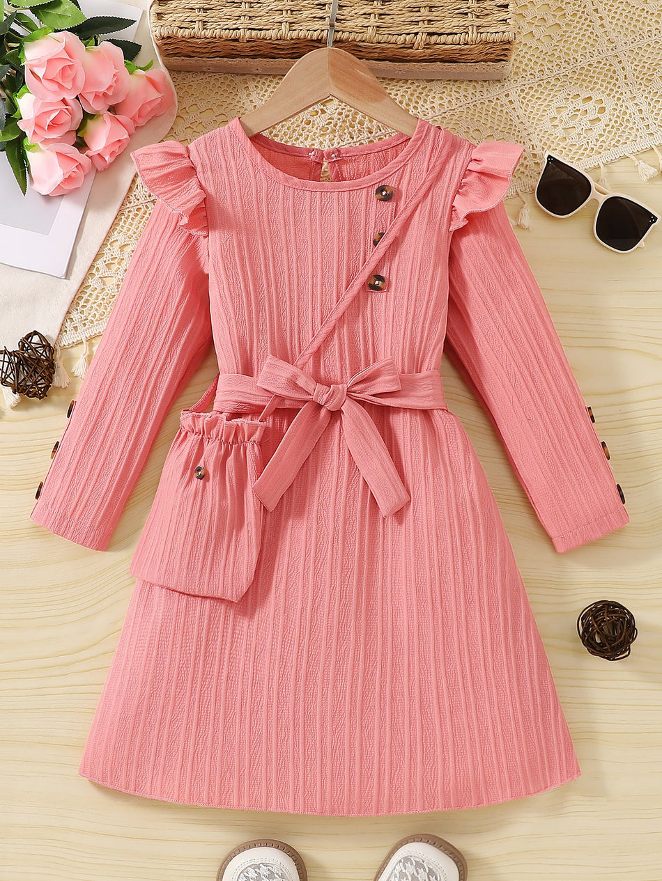 Children’s White Lace Long Sleeve A-Line Dress for Girls