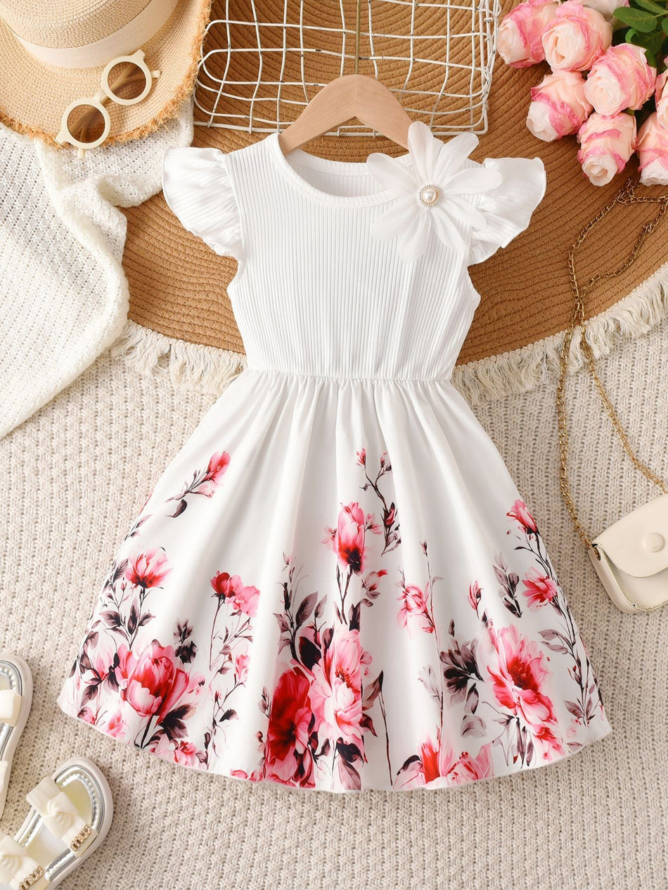White girls princess summer dress for casual and seasonal wear