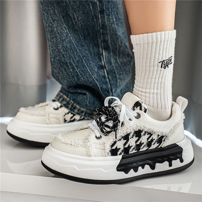 Men’s Korean Style Thick-Soled Low-Top Casual Sneakers