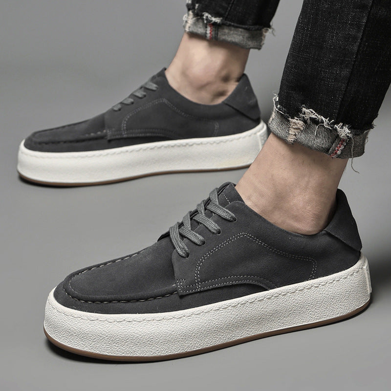 Men’s Solid Color Thick-Soled Low-Top Casual Sneakers