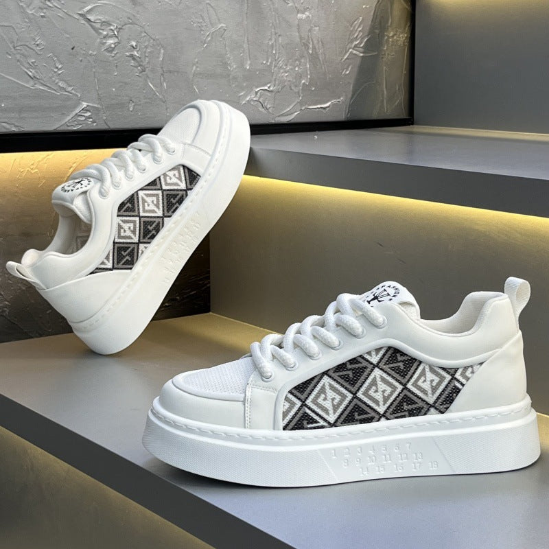 Men’s Canvas Low-Top Breathable White Casual Sneakers