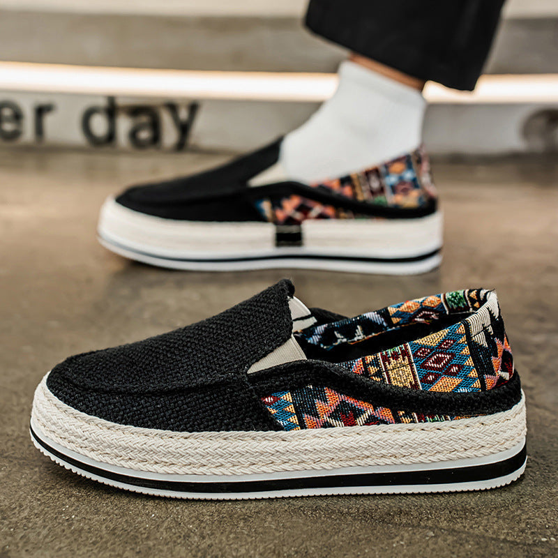 Men’s Canvas Slip-On Breathable Casual Straw Sneakers