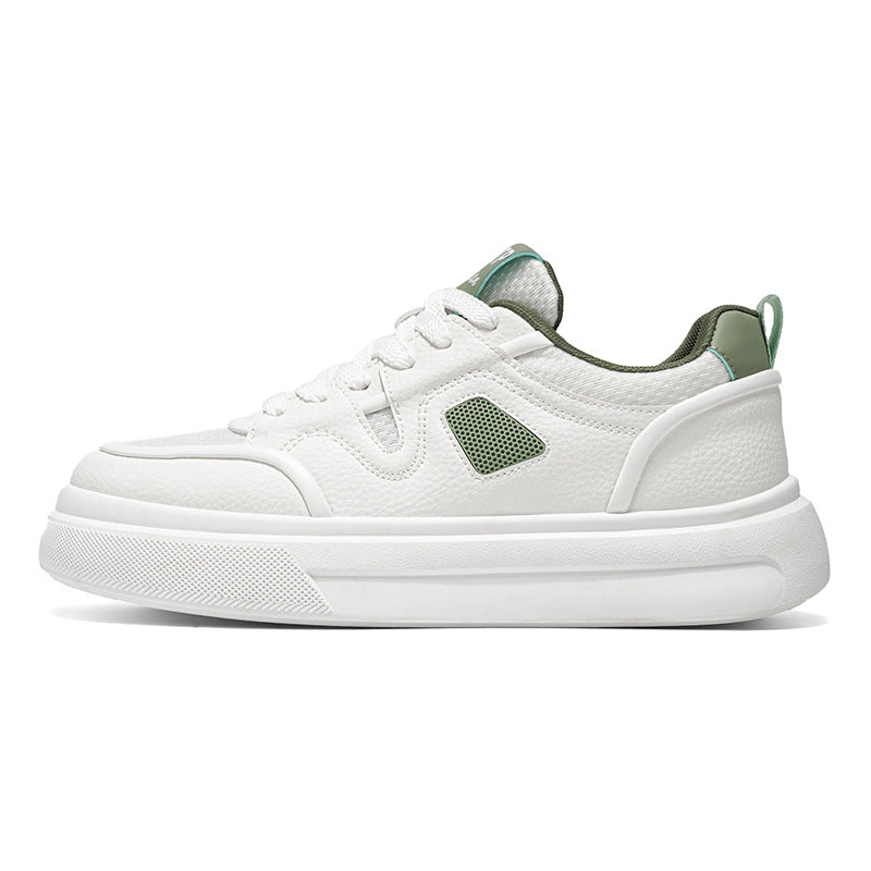 Men’s Korean Style Mesh Thick-Soled White Sneakers