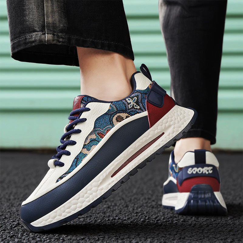 Men’s Korean Style Color-Block Thick-Soled Sneakers