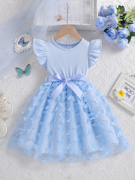 Girls tie-dye long princess beach dress with ink painting effect for summer