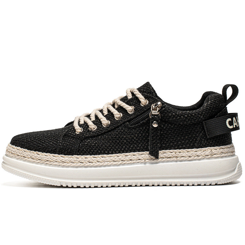 Men’s Korean Style Straw Low-Top Breathable Sneakers