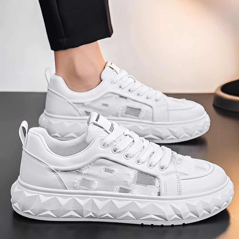 Men’s Korean Style Hollow Breathable Thick-Soled Sneakers