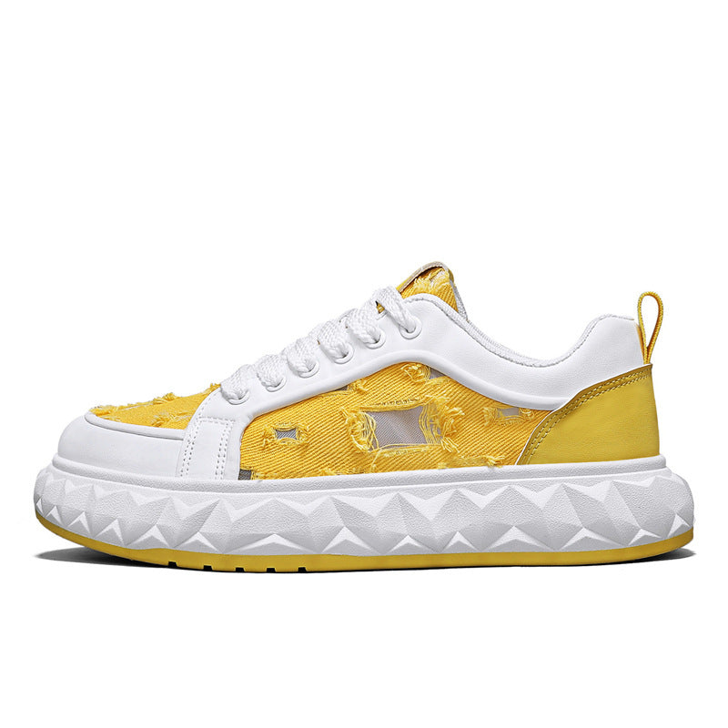 Men’s Korean Style Hollow Breathable Thick-Soled Sneakers