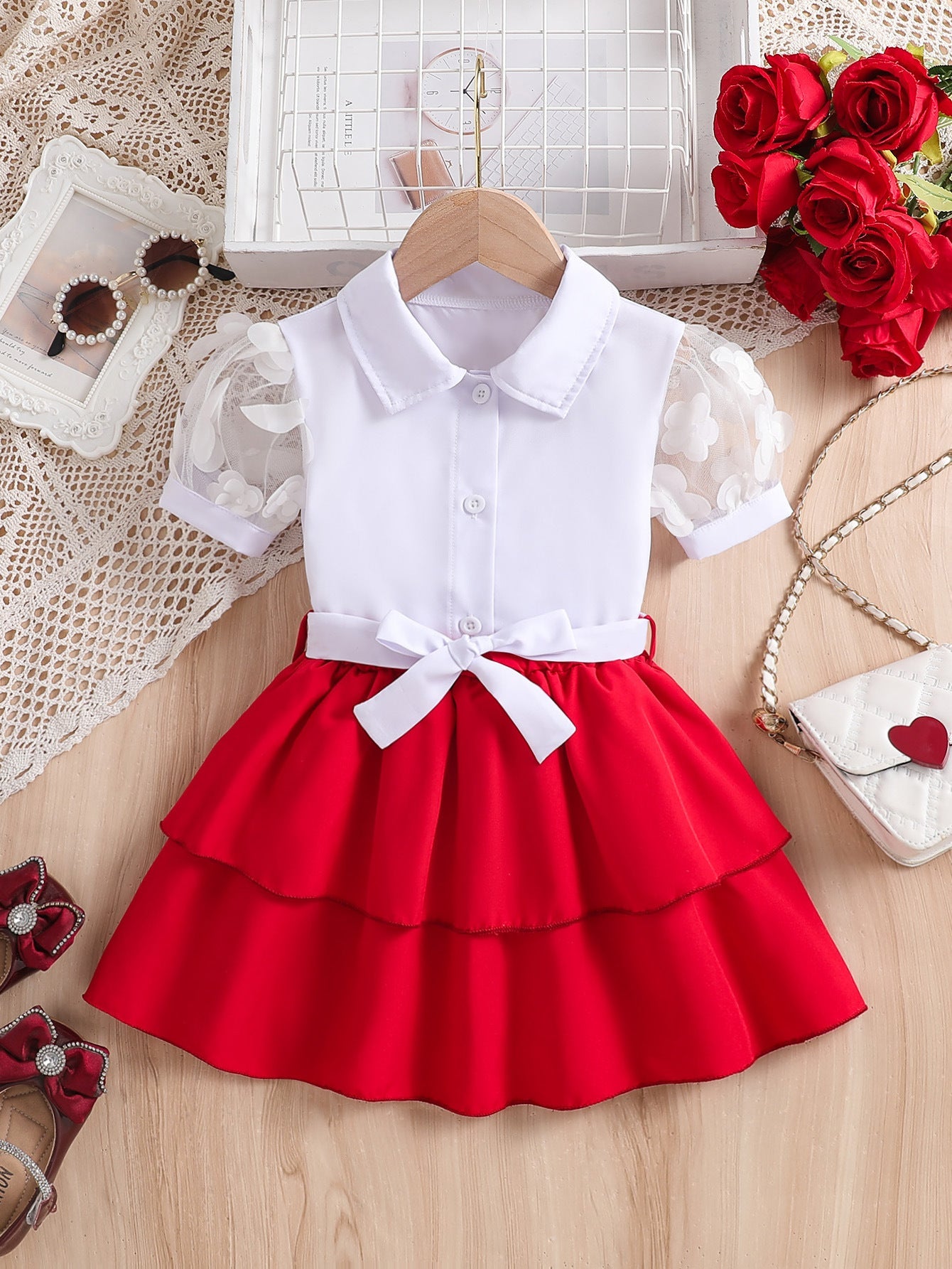 White girls two-piece summer outfit set for casual everyday wear