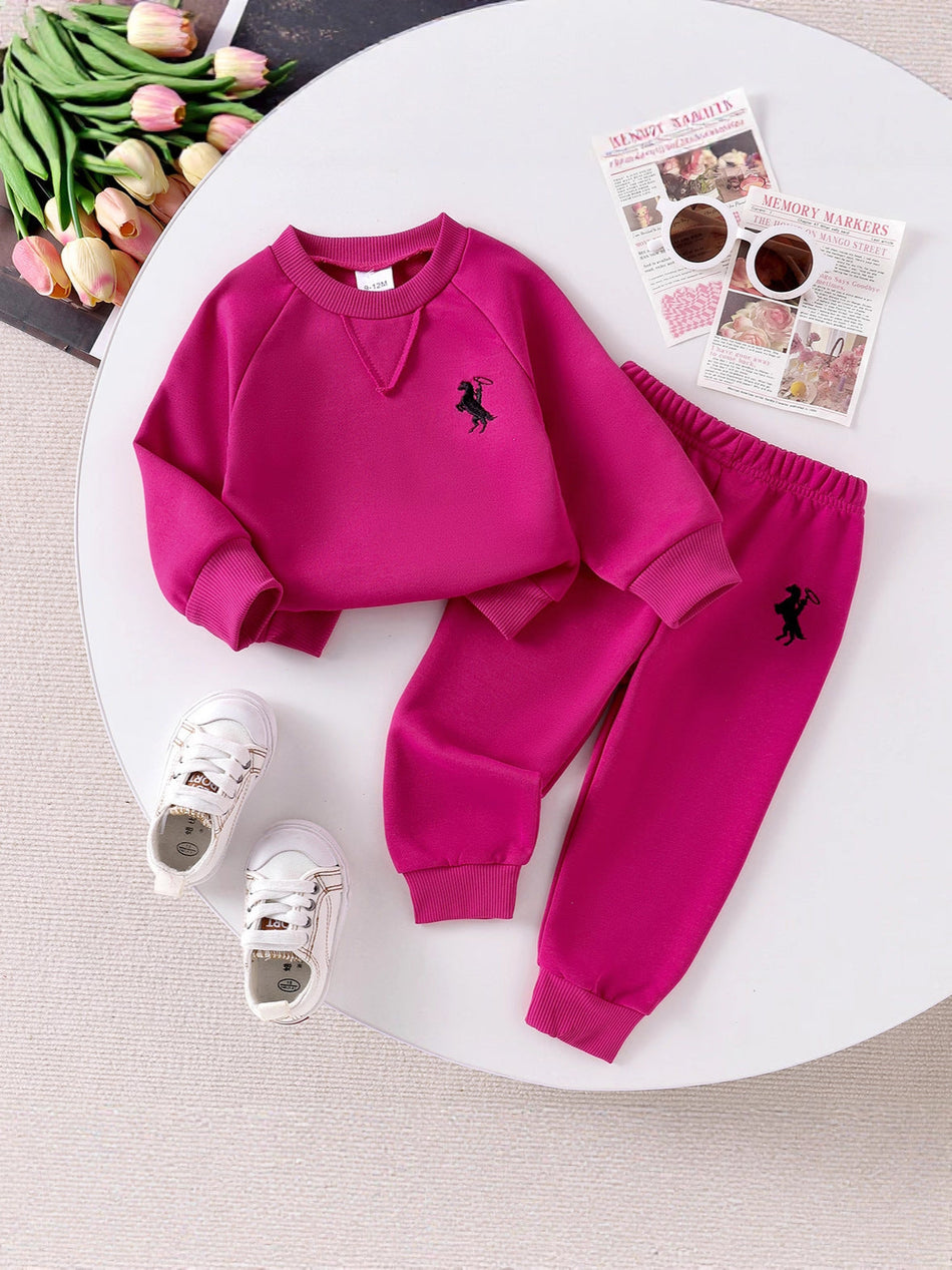 Red girls two-piece summer outfit set for casual everyday wear