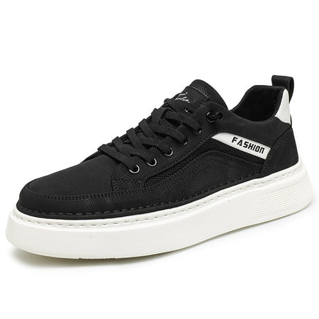 Men’s Korean Style Thick-Soled Black Casual Sneakers