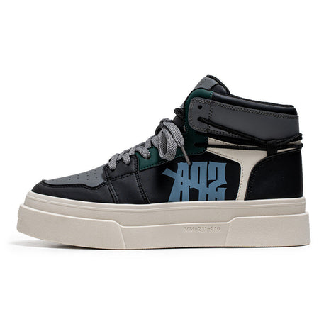 Men’s High-Top Thick-Soled White Skate Casual Sneakers