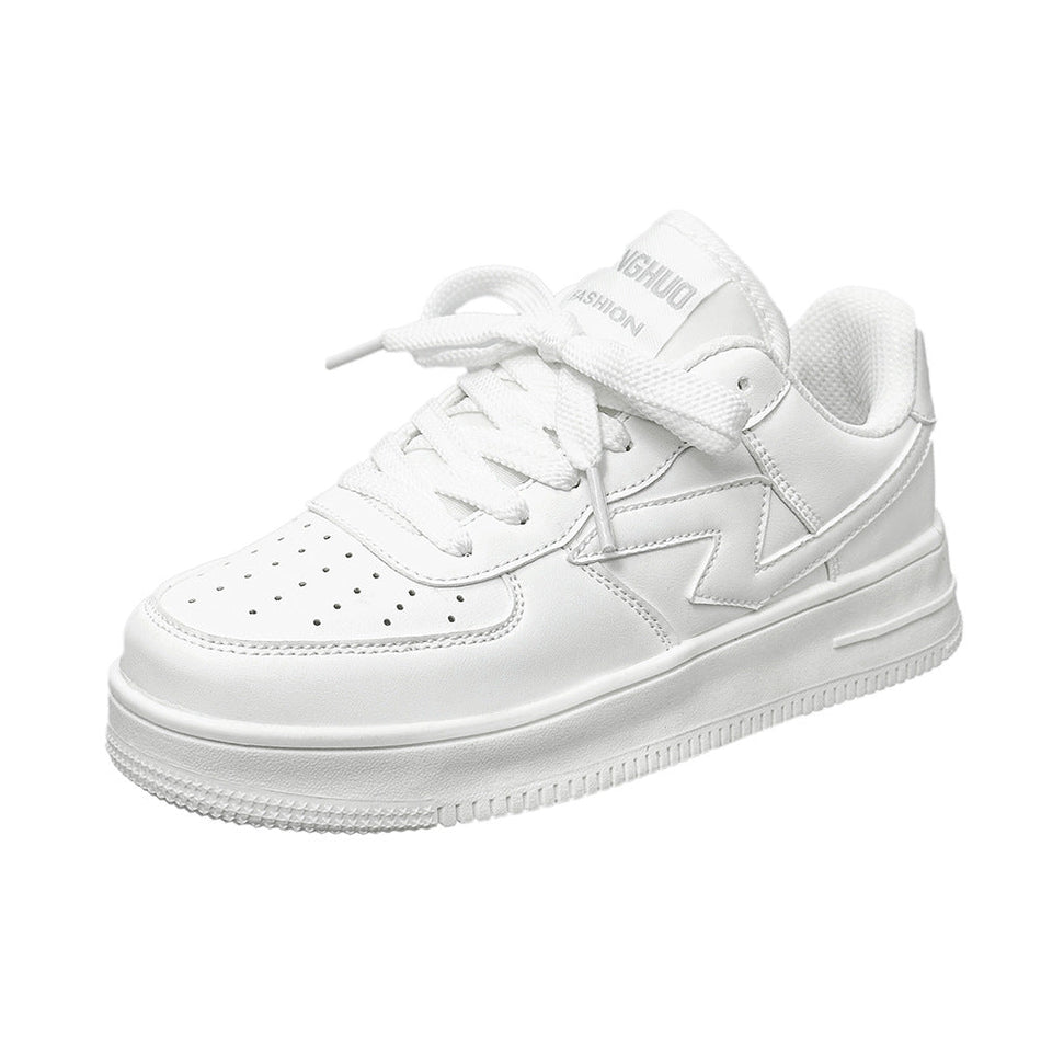 Men’s Leather Low-Top White Casual Board Sneakers