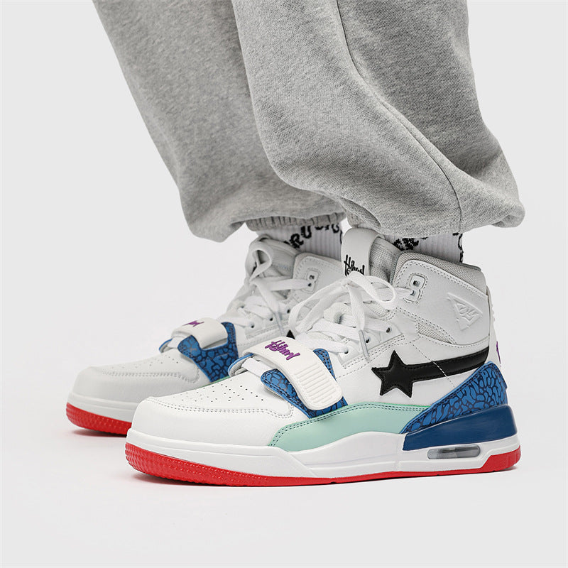 Men’s Korean Style High-Top Color-Block Casual Sneakers