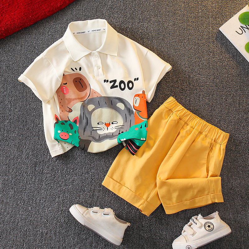 Premium Boys Summer Polo Suit Short Sleeve Kids Outfit Set