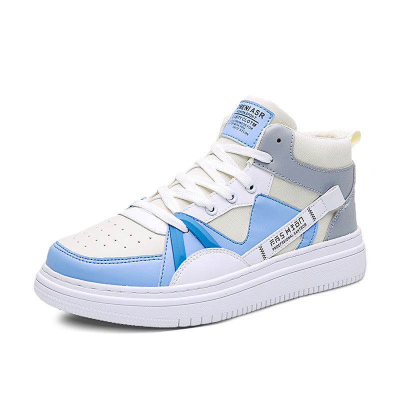 Men’s Leather High-Top Color-Block Casual Sneakers