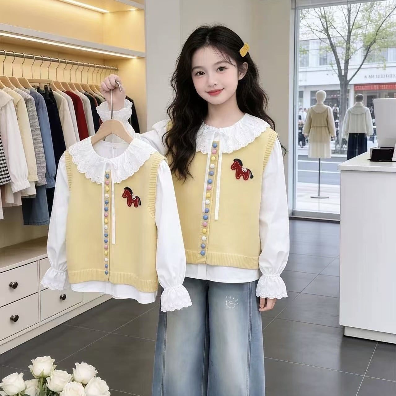 girls two-piece summer outfit set for casual everyday wear
