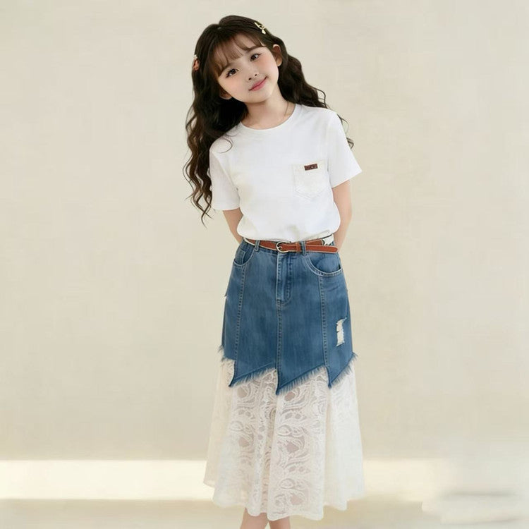 girls two-piece summer outfit set for casual everyday wear