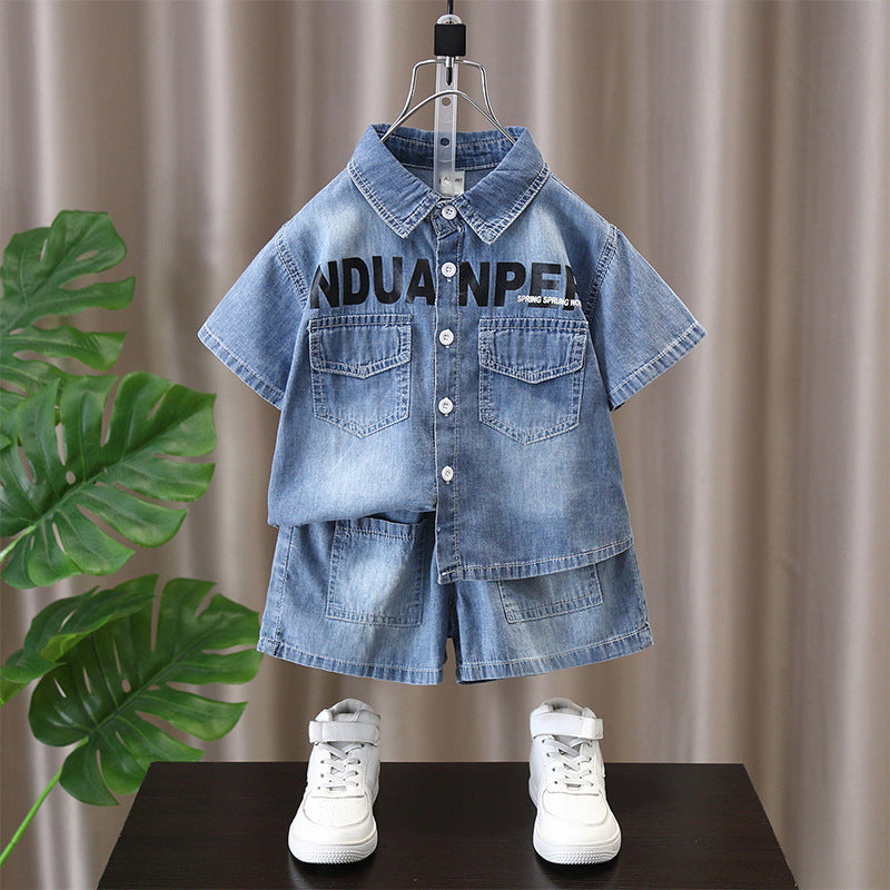 Blue girls two-piece summer outfit set for casual everyday wear