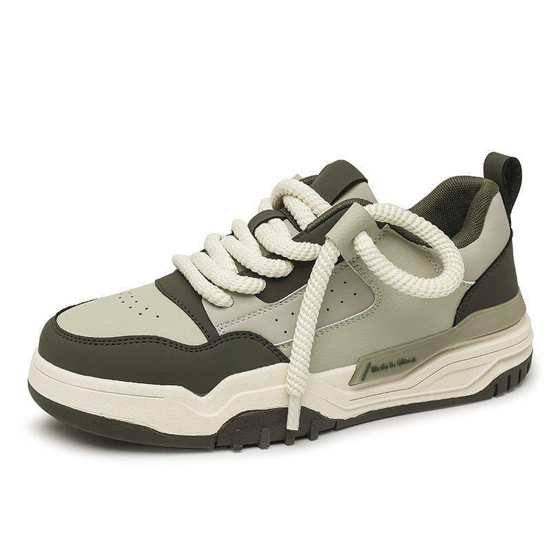 Men’s Korean Style Leather Thick-Soled Bread Sneakers