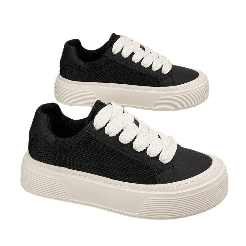 Men’s Mesh Breathable Low-Top White Casual Sneakers