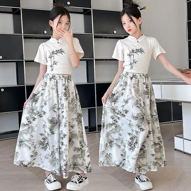 girls two-piece summer outfit set for casual everyday wear