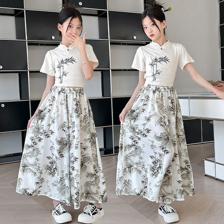 girls two-piece summer outfit set for casual everyday wear