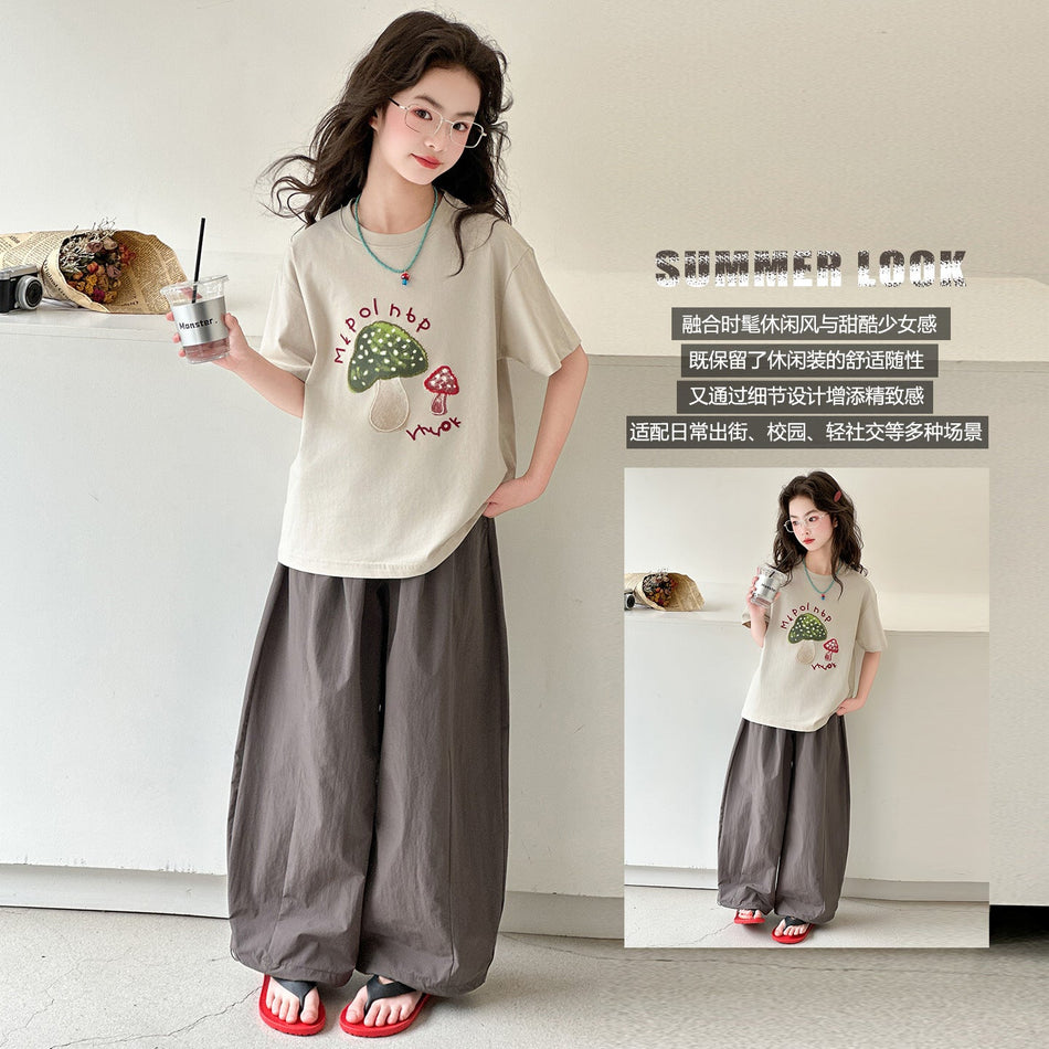 Premium Girls Korean Style Summer Two Piece Casual Set Kids