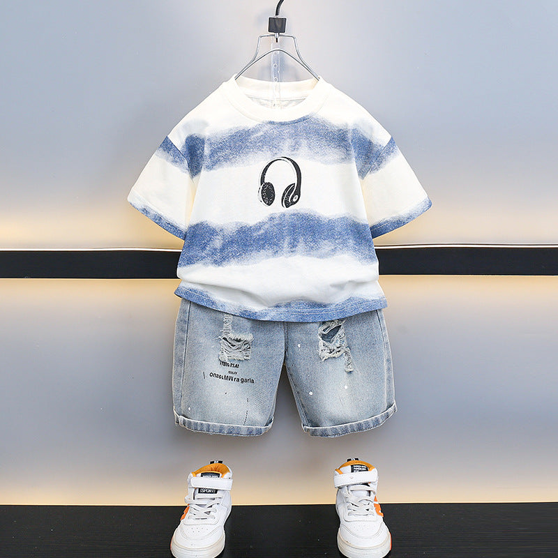 Blue girls two-piece summer outfit set for casual everyday wear