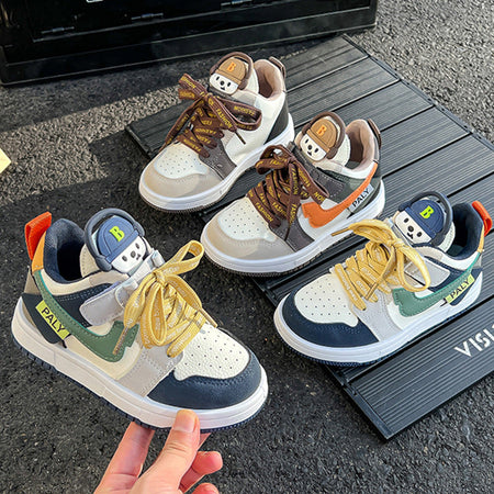 Blue kids athletic shoes with lightweight and breathable design for active wear