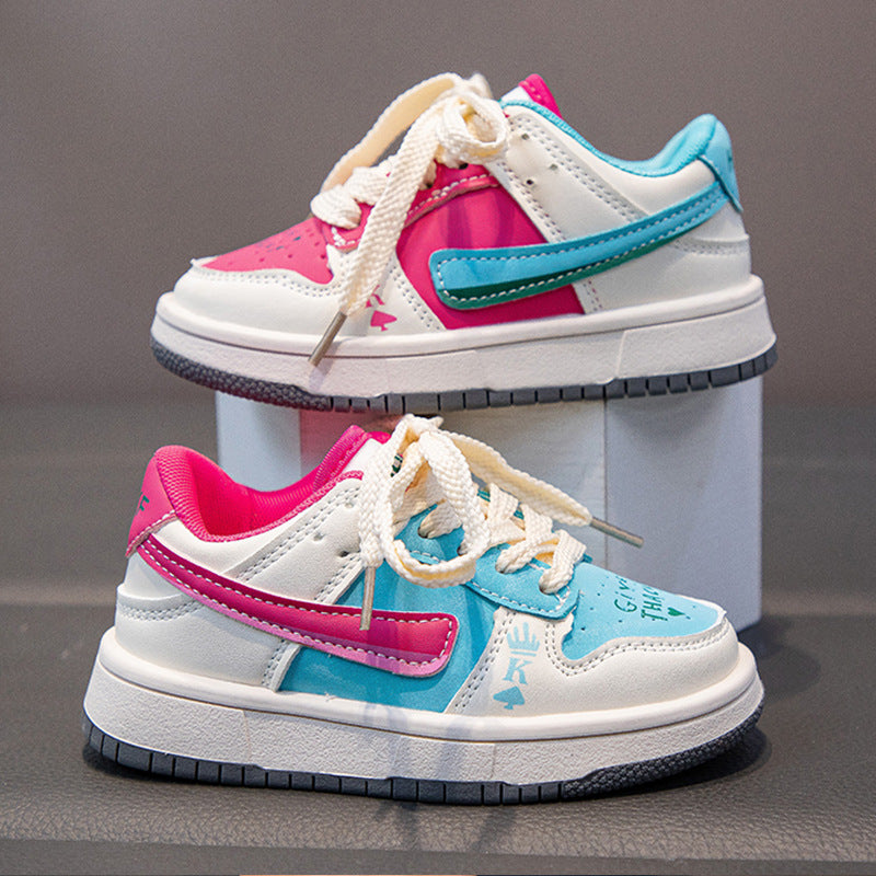 Blue kids athletic shoes with lightweight and breathable design for active wear