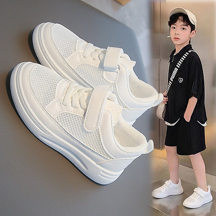 Premium Kids Breathable White Sneakers Lightweight Soft Sole